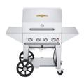 Crown Verity CV-MCB-30PRO 30" Mobile Commercial Outdoor Charbroiler w/ (4) Burners - Liquid Propane, 2 End Shelves, Stainless Steel, Gas Type: LP