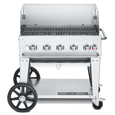 Crown Verity CV-MCB-36WGP-NG 34" Mobile Gas Commercial Outdoor Charbroiler w/ Wind Guards, Natural Gas, 5 Burners, Stainless Steel, Gas Type: NG