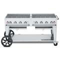 Crown Verity CV-MCB-60-SI50/100 58" Mobile Gas Commercial Outdoor Charbroiler w/ Water Pan, Liquid Propane, LP, Stainless Steel, Gas Type: LP