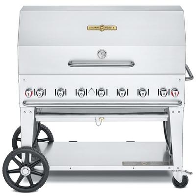 Crown Verity CV-MCB-60-SI-BULK-1RDP 58" Mobile Gas Commercial Outdoor Charbroiler w/ Roll Dome, Liquid Propane, 60", LP, Stainless Steel, Gas Type: LP
