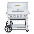 Crown Verity CV-RCB-36RDP-LP 34" Mobile Gas Commercial Outdoor Grill w/ Roll Dome, Liquid Propane, LP Gas, Stainless Steel, Gas Type: LP