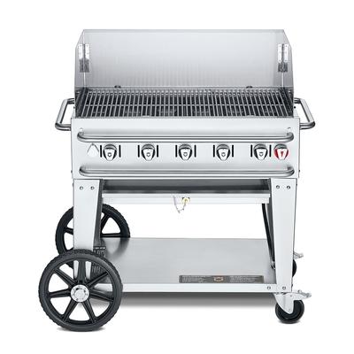 Crown Verity CV-RCB-36WGP-LP 34" Mobile Gas Commercial Outdoor Grill w/ Wind Guards, Liquid Propane, 5 Burners, LP Gas, Stainless Steel, Gas Type: LP