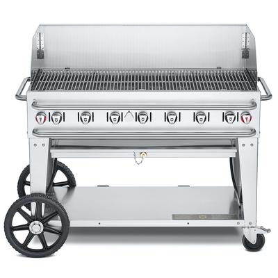 Crown Verity CV-RCB-48WGP-SI50/100 46" Mobile Gas Commercial Outdoor Grill w/ Wind Guards, Liquid Propane, 6 Burners, LP Gas, Stainless Steel, Gas Type: LP