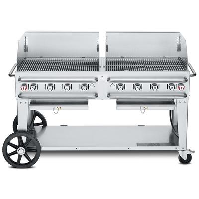 Crown Verity CV-RCB-60WGP-SI50/100 58" Mobile Gas Commercial Outdoor Grill w/ Wind Guards, Liquid Propane, 8 Burners, LP Gas, Stainless Steel, Gas Type: LP