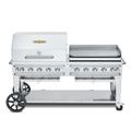 Crown Verity CV-RCB-72RGP 70" Mobile Gas Commercial Outdoor Grill w/ Roll Dome, Liquid Propane, Stainless Steel, LP Gas, Gas Type: LP