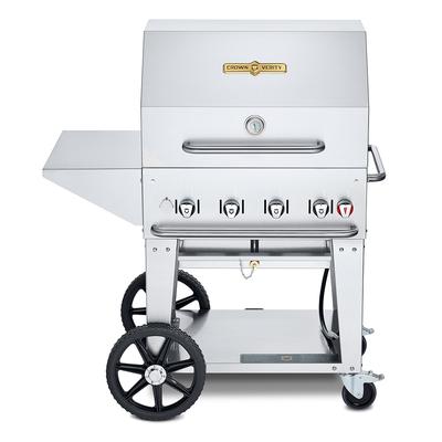 Crown Verity CV-MCB-30PKG-NG 28" Mobile Gas Commercial Outdoor Charbroiler w/ Water Pan, Natural Gas, Stainless Steel, Gas Type: NG