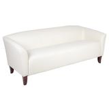 Flash Furniture 111-3-WH-GG 72 3/4" Reception Sofa w/ White LeatherSoft Upholstery - Cherry Wood Feet