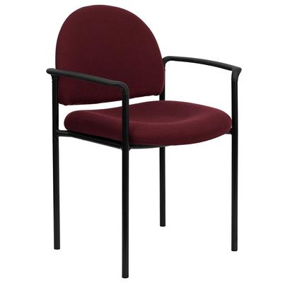 Flash Furniture BT-516-1-BY-GG Stacking Reception Side Chair - Burgundy Fabric Upholstery, Black Steel Frame, Purple