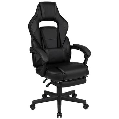 Flash Furniture CH-00288-BK-BK-GG Swivel Gaming Chair w/ Footrest - LeatherSoft Back & Seat, Black