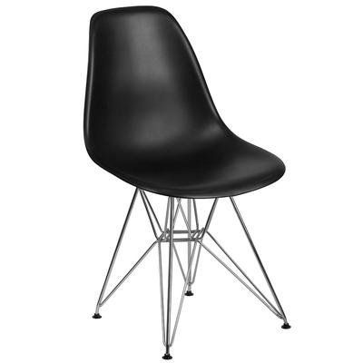 Flash Furniture FH-130-CPP1-BK-GG Accent Side Chair - Black Plastic Seat, Chrome Base