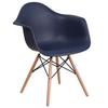 Flash Furniture FH-132-DPP-NY-GG Alonza Contoured Armchair w/ Navy Blue Plastic Seat & Wood Base