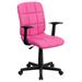 Flash Furniture GO-1691-1-PINK-A-GG Swivel Office Arm Chair w/ Mid Back - Pink Vinyl Upholstery, Black