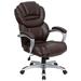 Flash Furniture GO-901-BN-GG Swivel Office Chair w/ High Back - Brown LeatherSoft Upholstery, Black