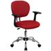 Flash Furniture H-2376-F-RED-ARMS-GG Swivel Office Arm Chair w/ Mid Back - Red Mesh Back & Seat