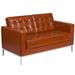 Flash Furniture ZB-LACEY-831-2-LS-COG-GG Hercules Lacey Loveseat w/ Cognac LeatherSoft Upholstery, Stainless Legs, Brown