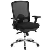 Flash Furniture LQ-2-BK-GG Hercules Swivel Big & Tall Office Chair w/ Mid Back - Black Mesh Back & Fabric Seat