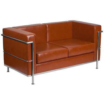 Flash Furniture ZB-REGAL-810-2-LS-COG-GG Loveseat w/ Cognac LeatherSoft Upholstery, Stainless Legs, Brown