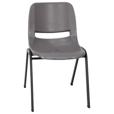 Flash Furniture RUT-16-PDR-GY-GG Hercules Stacking Student Shell Chair - Gray Plastic Seat, Black Metal