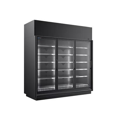 Master-Bilt BEM-3-30CP 97 4/9" 3 Section Glass Door Merchandiser - 3 Left/Right Hinge Doors, Black, 208-230v