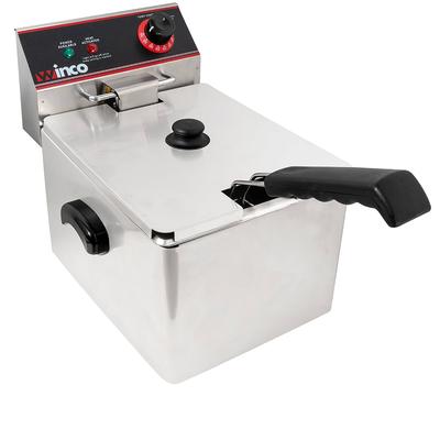 Winco EFS-16 Countertop Commercial Electric Fryer - (1) 16 lb Vat 120v, Stainless Steel