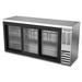 Beverage Air BB72HC-1-GS-S-27 72" Bar Refrigerator - 3 Sliding Glass Doors, Stainless, 115v, Stainless Steel