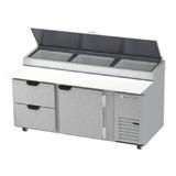 Beverage Air DPD72HC-2 72" Pizza Prep Table w/ Refrigerated Base, 115v, Holds 3 Full-Size Pans, Stainless Steel