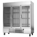 Beverage Air HBF72HC-5-G 75" 3 Section Reach In Freezer - (3) Glass Doors, 115v, Bottom-Mount Refrigeration, Silver