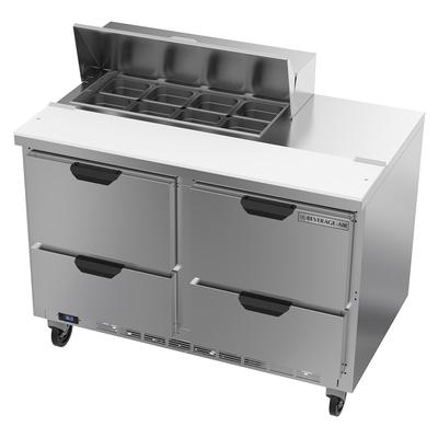 Beverage-Air SPED48HC-08-4 48" Hydrocarbon Series Sandwich/Salad Prep Table w/ Refrigerated Base, 115v, Stainless Steel