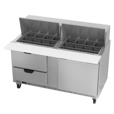 Beverage Air SPED60HC-24M-2 60" Sandwich/Salad Prep Table w/ Refrigerated Base, 115v, Stainless Steel
