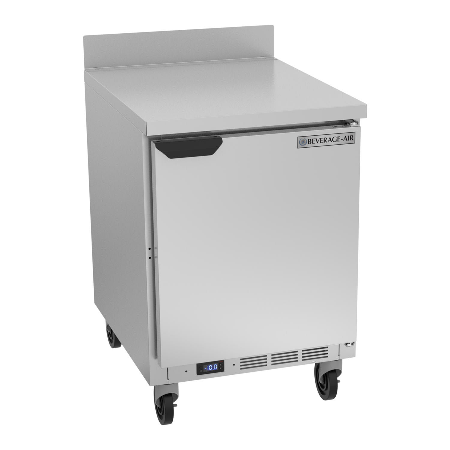 Beverage-Air WTF24AHC 24" Worktop Freezer w/ 1 Section, 115v, 4" Backsplash, Casters, Silver