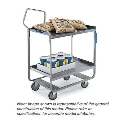 Lakeside 4510 2 Level Stainless Utility Cart w/ 700 lb Capacity, Raised Ledges, Silver