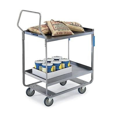 Lakeside 4710 2 Level Stainless Utility Cart w/ 700 lb Capacity, Raised Ledges, Silver