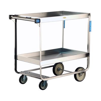 Lakeside 727 2 Level Stainless Utility Cart w/ 700 lb Capacity, Raised Ledges, Silver