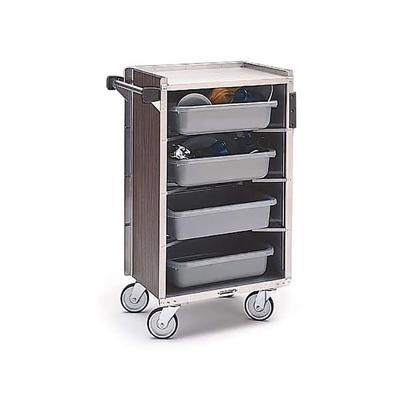 Lakeside 890 BLK 27 3/4"L Metal Bus Cart w/ 4 Levels, Shelves, Black