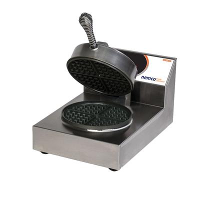 Nemco 7000A-240 Single Commercial Waffle Maker w/ Digital Programmable Control Floating Hinge 3.7 amps 240/1V, Makes 20 Waffles/Hr., LED Display, Stainless Steel