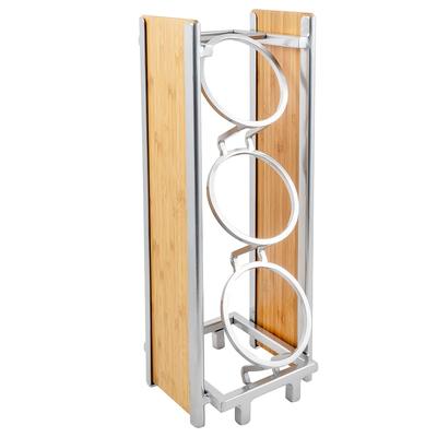 Cal-Mil 1283 Eco Modern Cylinder Holder, 6 1/2 x 8 x 17", BPA Free, 3 Tiers, Bamboo/Stainless, Beige