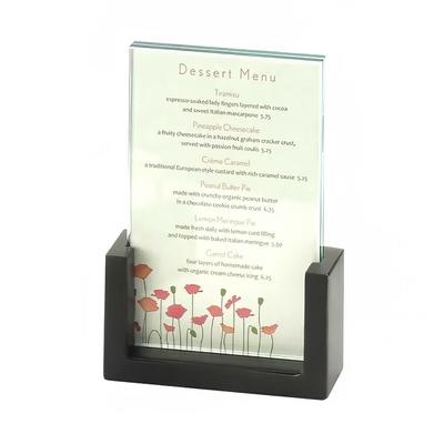 Cal-Mil 1510-46-96 Tabletop Menu Card Holder - 4" x 6", Acrylic/Midnight Bamboo, Black