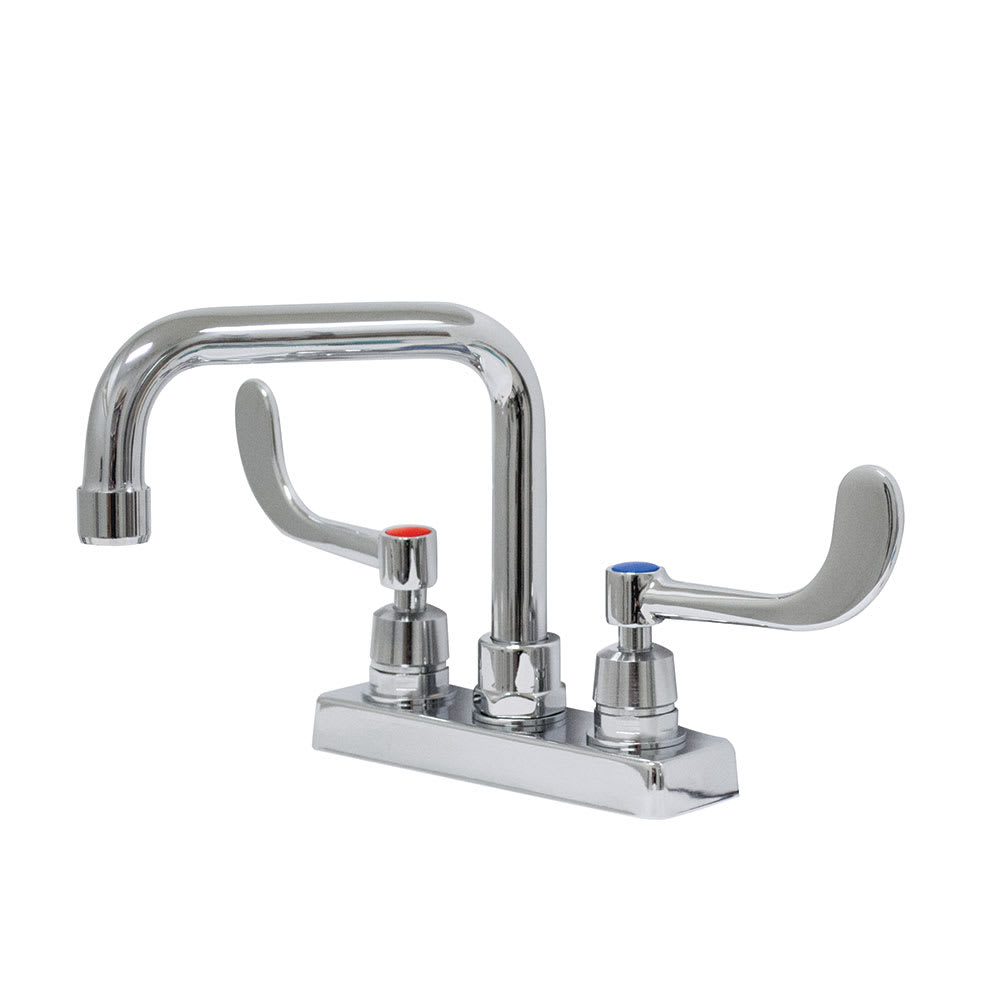 Advance Tabco K-208 Deck Mount Faucet - 6" Swing Spout, 4" Centers, Lead Free, Chrome