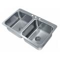 Advance Tabco SS-2-4521-10 Smart Series (2) Compartment Drop-in Sink - 20" x 16", Drain Included, Stainless Steel