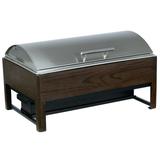 Cal-Mil 22426-112 Heritage Full Size Chafer w/ Lift Off Lid & Chafing Fuel Heat - Oak Wood, Dark, 14" x 22" x 13 1/2", Accommodates 5 Cans of Fuel, Brown