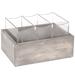 Cal-Mil 3408-110 3 Compartment Flatware Holder - 9"W x 6"D x 5 1/4"H, Pine Wood, Gray Wash