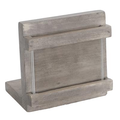 Cal-Mil 3483-23-110 Table Top Menu Card Holder - 4 1/4" x 4 1/4" x 2 1/2", Pine Wood, Gray Wash