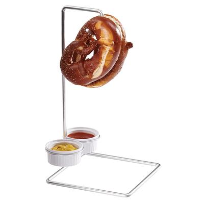 Cal-Mil 4202 Double Pretzel Holder w/ (2) Melamine Ramekins, Silver