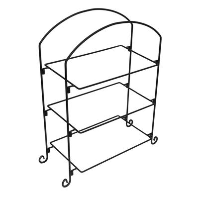 American Metalcraft IS13 Ironworks 3 Tier Rectangular Platter Stand w/ Curled Feet, Large, Wrought Iron/Black