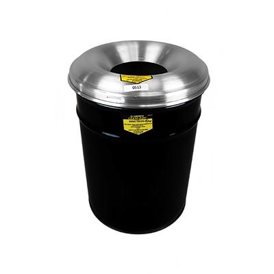 Justrite 26615K 15 gallon Cease-Fire Safety Waste Receptacle w/ Aluminum Head - Steel, Black