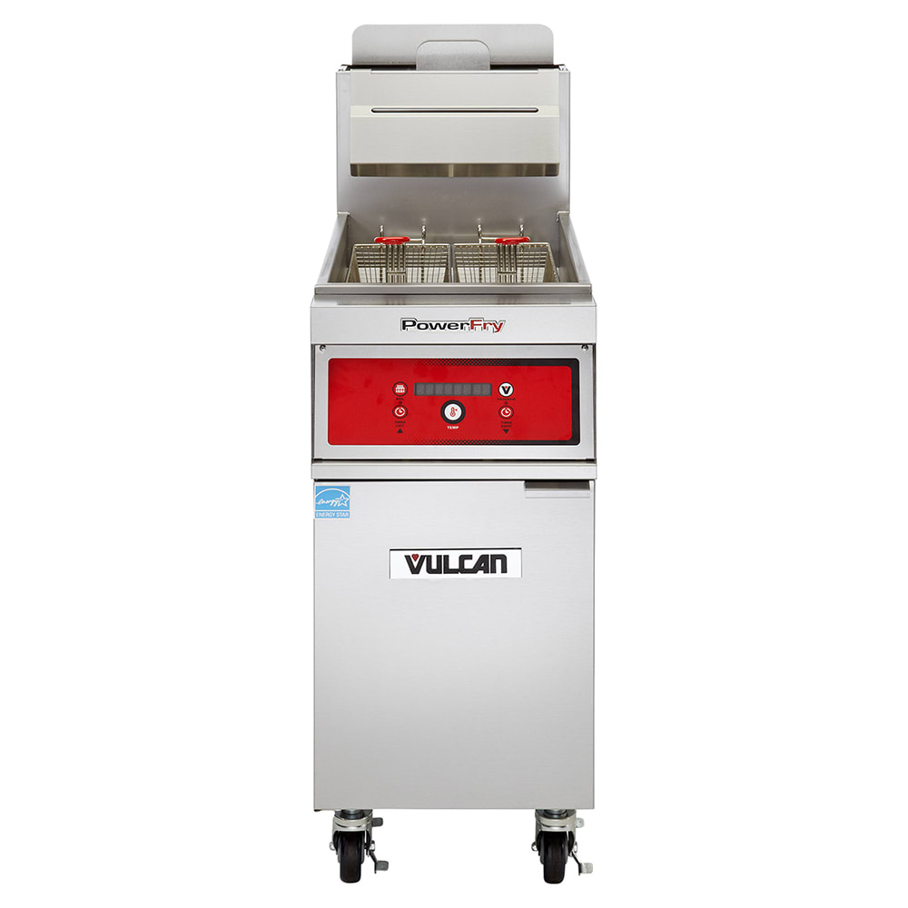 Vulcan 1TR85AF NG Commercial Gas Fryer - 90 lb Vat, Floor Model, Natural Gas, 21" W, 85-90 lb. Capacity, Stainless Steel, Gas Type: NG