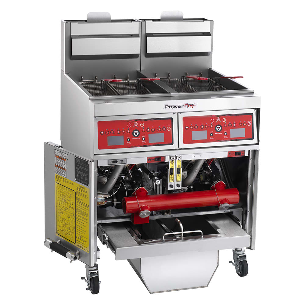 Vulcan 2TR45CF LP Commercial Gas Fryer - (2) 50 lb Vats, Floor Model, Liquid Propane, Computer Controls, KleenScreen Filtration System, Stainless Steel, Gas Type: LP