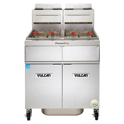 Vulcan 3TR45AF LP Commercial Gas Fryer - (3) 50 lb Vats, Floor Model, Liquid Propane, KleenScreen Filtration, 210,000 BTU, Stainless Steel, Gas Type: LP
