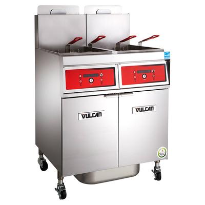 Vulcan 4VK85AF LP Commercial Gas Fryer - (4) 90 lb Vats, Floor Model, Liquid Propane, Solid State Controls, KleenScreen Filtration, Stainless Steel, Gas Type: LP