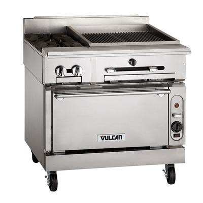 Vulcan VTC36S LP 36" Commercial Gas Range w/ Charbroiler & Standard Oven, Liquid Propane, Stainless Steel, Gas Type: LP